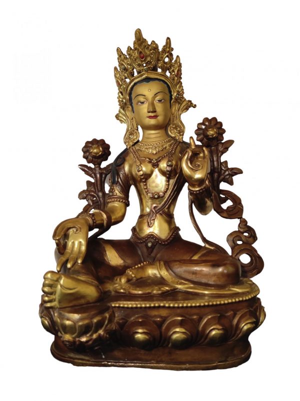 Statue de Tara verte - Or et Bronze - Népal