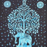 Tenture arbre de vie éléphant violet - Tapisserie murale