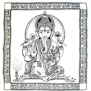 Tenture indienne noire et blanche - Ganesh