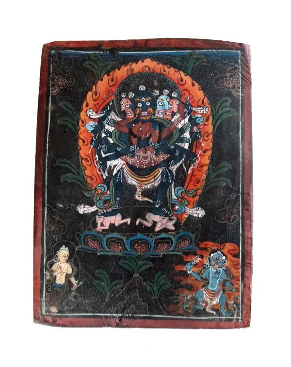 Samvara peinture tibétaine sur os