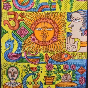 Tenture Murale Soleil Psychédélique Hippie Art Bohème