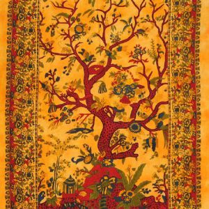 Petite tenture indienne Arbre de Vie – couleur orange