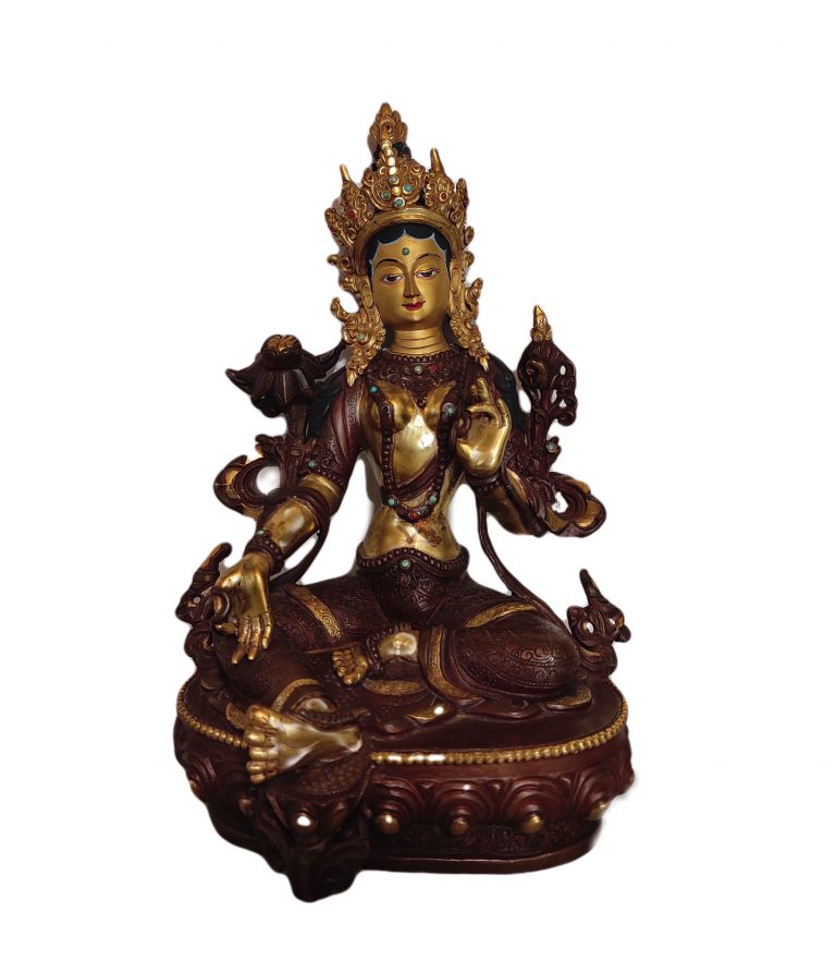 Tableau Sur Toile - Statue De Tara Verte - Décoration Murale 30 X 45 Cm - Pour Salon, Chambre