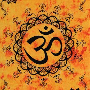 Tenture indienne mantra Aum orange