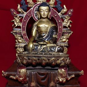 Statue Bouddha Sakyamouni - Bronze et Or - Népal