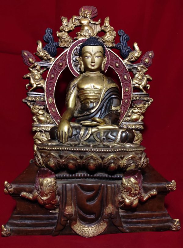 Statue Bouddha Sakyamouni - Bronze et Or - Népal