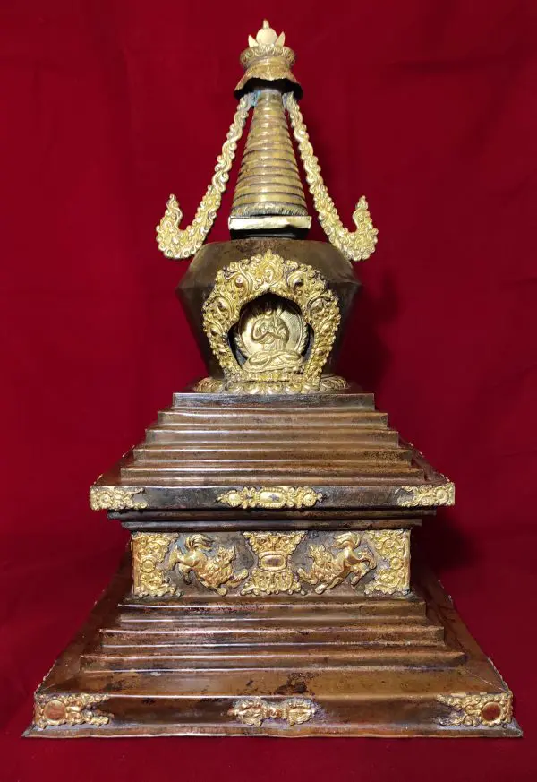 Stupa Bouddha Vairocana Or et Cuivre - Népal