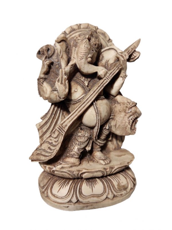 statue Ganesh musicien en résine