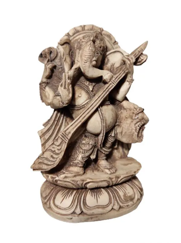 statue Ganesh musicien en résine