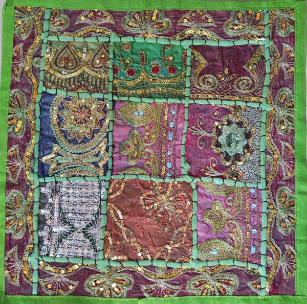 Housse de coussin patchwork saris Indien 131