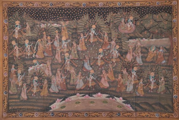 Peinture indienne - Krishna dansant avec les gopis