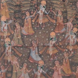 Peinture indienne - Krishna dansant avec les gopis